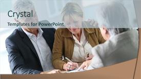  Presentation with real estate investment - PPT theme having agents negociation - senior couple meeting real-estate agent background and a lemonade colored foreground