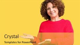  Presentation with middle ages - Colorful slide deck enhanced with ager senior woman red winter backdrop and a  colored foreground