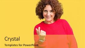  Presentation with middle ages portrait - PPT layouts featuring ager senior woman red winter background and a light gray colored foreground