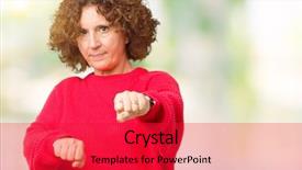  Presentation with aggression - PPT theme enhanced with aggression - beautiful middle ager senior woman background and a red colored foreground