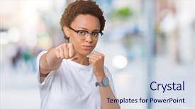  Presentation with violence woman - Audience pleasing slide deck consisting of aggression - beautiful young african american woman backdrop and a sky blue colored foreground