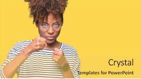  Presentation with violence woman - Colorful presentation theme enhanced with aggression - beautiful young african american woman backdrop and a yellow colored foreground