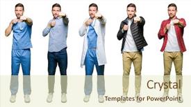  Presentation with collage - Beautiful theme featuring aggression - collage of attractive young man backdrop and a soft green colored foreground