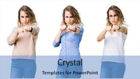  Presentation with collage - Beautiful PPT theme featuring aggression - collage of young beautiful blonde backdrop and a light blue colored foreground