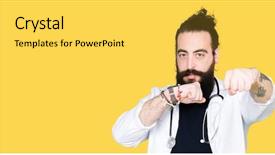  Presentation with long hair - Colorful PPT theme enhanced with aggression - doctor with long hair wearing backdrop and a yellow colored foreground