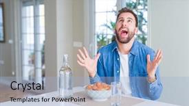  Presentation with eating disorders - Beautiful slides featuring aggression - handsome man eating pasta backdrop and a light blue colored foreground