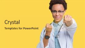  Presentation with doctor african - Colorful presentation enhanced with aggression - young african american doctor woman backdrop and a yellow colored foreground