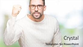  Presentation with elegant man in glasses optics - Audience pleasing slides consisting of aggression - young handsome man wearing glasses backdrop and a light gray colored foreground