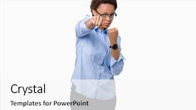  Presentation with african american business - Beautiful presentation featuring aggressive and angry attack threat backdrop and a white colored foreground