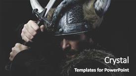 Presentation with warrior - Amazing slide set having aggressive behavior - terrified viking warrior with iron backdrop and a dark gray colored foreground