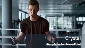  Presentation with boxer - PPT theme with aggressive-boxer-holding-clenched-fists background and a tawny brown colored foreground