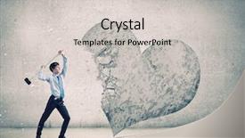  Presentation with heart and mind - Beautiful PPT layouts featuring aggressive businessman breaking stone heart backdrop and a  colored foreground
