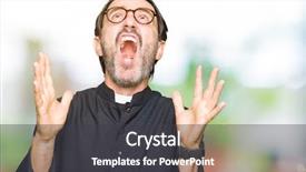  Presentation with catholic - Colorful slide deck enhanced with aggressive expression and arms backdrop and a dark gray colored foreground