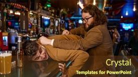  Presentation with bar - Presentation design enhanced with aggressive-man-pulling-guy background and a tawny brown colored foreground