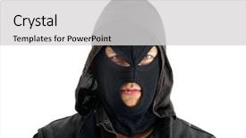  Presentation with ready - Slides with stealth - aggressive masked figure ready background and a light gray colored foreground
