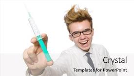  Presentation with funny - Presentation theme having aggressive patient - funny doctor isolated on white background and a  colored foreground