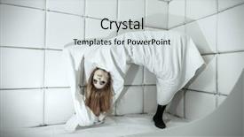  Presentation with crazy - Cool new presentation theme with aggressive patient - portrait of a crazy girl backdrop and a light gray colored foreground
