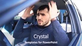  Presentation with traffic jam - Audience pleasing presentation theme consisting of aggressive person - young man in car backdrop and a ocean colored foreground