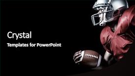  Presentation with american football - Cool new PPT theme with aggressive sportsman playing american football backdrop and a black colored foreground