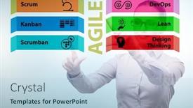  Presentation with people - Beautiful presentation theme featuring agile-concept-with-business-people backdrop and a light blue colored foreground