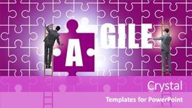  Presentation with puzzle - PPT theme enhanced with agile-concept-with-businessman-putting background and a purple colored foreground