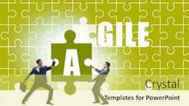  Presentation with jigsaw - Audience pleasing PPT theme consisting of agile-concept-with-businessman-putting backdrop and a yellow colored foreground