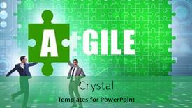  Presentation with jigsaw - Audience pleasing slide set consisting of agile-concept-with-businessman-putting backdrop and a ocean colored foreground