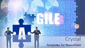  Presentation with jigsaw - Colorful presentation design enhanced with agile-concept-with-businessman-putting backdrop and a light blue colored foreground
