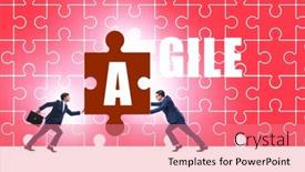  Presentation with jigsaw - Colorful PPT theme enhanced with agile-concept-with-businessman-putting backdrop and a coral colored foreground