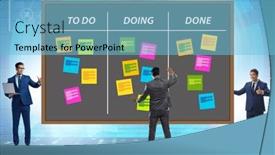  Presentation with kanban board - Slides with agile-kanban-board-with-outstanding background and a light blue colored foreground