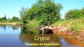  Presentation with aging - Beautiful PPT layouts featuring aging-boat-on-coast-river backdrop and a tawny brown colored foreground