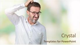  Presentation with glass human head brain - PPT theme enhanced with aging brain - handsome middle age elegant senior background and a soft green colored foreground