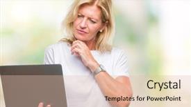  Presentation with brain computer - Slides having aging brain - middle age blonde woman using background and a  colored foreground