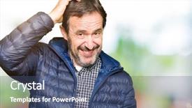  Presentation with question - PPT theme enhanced with aging brain - middle age handsome man wearing background and a  colored foreground