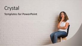  Presentation with white brick - Beautiful theme featuring aging brain - middle age hispanic woman sitting backdrop and a  colored foreground