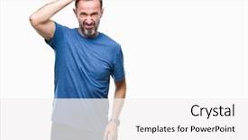  Presentation with question - Theme enhanced with aging brain - middle age hoary senior man background and a  colored foreground