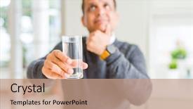  Presentation with thinking brain - Presentation design enhanced with aging brain - middle age man drinking glass background and a  colored foreground