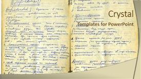  Presentation with aging - PPT theme featuring aging copy-book with text background and a soft green colored foreground