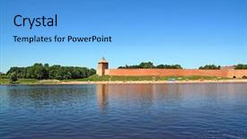  Presentation with aging - Amazing presentation theme having aging fortress on coast river backdrop and a light blue colored foreground