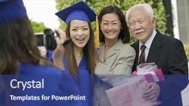  Presentation with graduation - Audience pleasing slide set consisting of aging parent - family videotaping graduation backdrop and a ocean colored foreground