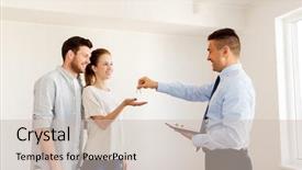  Presentation with realtor - Colorful presentation theme enhanced with aging place - mortgage people and real estate backdrop and a soft green colored foreground