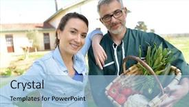  Presentation with aging - Slide set with aging place - portrait of happy couple background and a light blue colored foreground