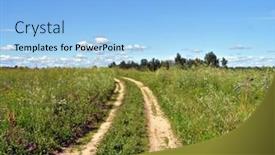  Presentation with aging - Colorful presentation theme enhanced with aging-rural-road-through-field backdrop and a light blue colored foreground