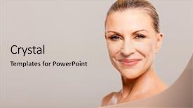  Presentation with aged - Cool new PPT layouts with aging skin - portrait of middle aged woman backdrop and a soft green colored foreground