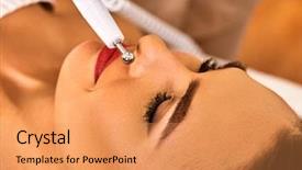  Presentation with beauty salon - Amazing PPT theme having aging treatment and non surgical backdrop and a coral colored foreground