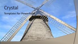  Presentation with aging - PPT theme enhanced with aging wooden mill in village background and a light blue colored foreground