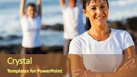  Presentation with christian family and cross - Colorful slide set enhanced with aging work - cheerful fit middle aged woman backdrop and a tawny brown colored foreground