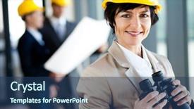  Presentation with middle ages - Presentation design featuring aging work - elegant middle aged female architect background and a ocean colored foreground