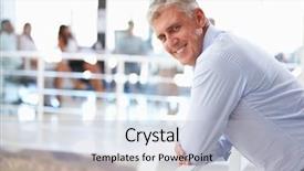  Presentation with aged - Amazing PPT theme having aging work - portrait of middle aged man backdrop and a light blue colored foreground