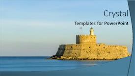  Presentation with dusk - Amazing theme having agios nikolaos fortress on the mandraki harbour of rhodes greece at dusk backdrop and a light blue colored foreground